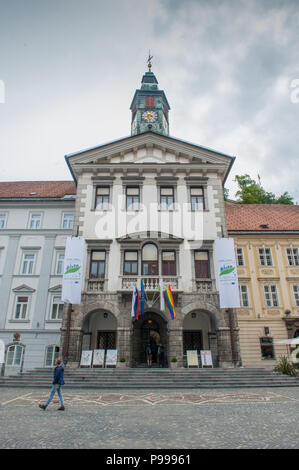 L'hôtel de ville dans la ville de Ljubljana, Slovénie. Banque D'Images