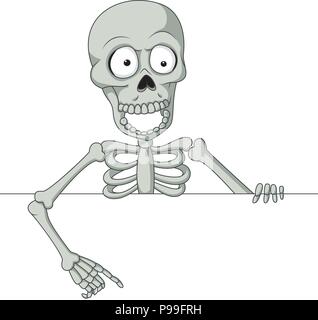 Squelette Cartoon holding blank sign Illustration de Vecteur