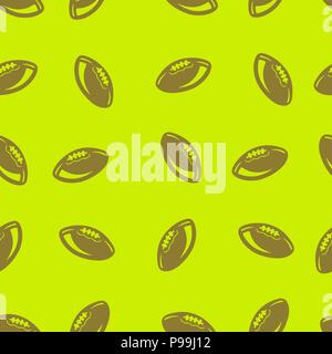 American football rugby sans motif. Vector illustration. Fond vert lime. Illustration de Vecteur