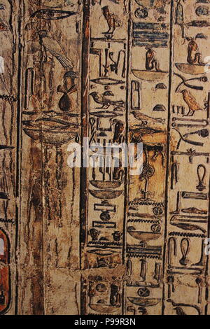 Les hiéroglyphes de l'Égypte ancienne au Musée des enfants à Indianapolis, Indiana. Banque D'Images