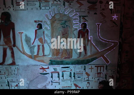 Les hiéroglyphes de l'Égypte ancienne au Musée des enfants à Indianapolis, Indiana. Banque D'Images