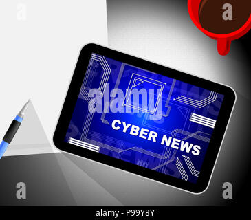 Cyber News Headlines numérique 2d illustration montre multimédia Internet la publication de rapports et bulletins Banque D'Images