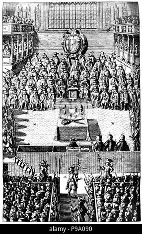 Haute Cour de Justice pour le procès de Charles Ier le 4 janvier 1649. Musée : collection privée. Banque D'Images