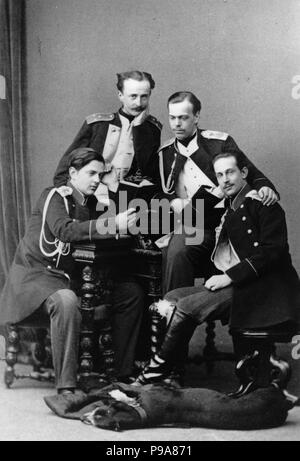 Grand-duc Alexandre avec le frère de Vladimir et de cousins et Sergei Maximilianovich Maximilianovich Nicholas de Leuchtenberg. Musée : l'État russe et Film Photo Archive, Moscow. Banque D'Images