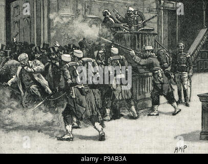 Le coup d'état de Pavie, Espagne, le 3 janvier 1874, dirigée par le général Manuel Pavie , Capitaine Général de Castilla la Nueva, rejetant les Cortes Banque D'Images
