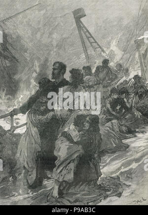 Le naufrage du SS Schiller, paquebot allemand, dans un épais brouillard de mer dans la Manche, 7 mai 1875 Banque D'Images