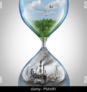 Taux de dommages à l'environnement et le changement climatique l'urgence concept comme un habitat naturel vert sombre dans un environnement toxique et de la pollution. Banque D'Images