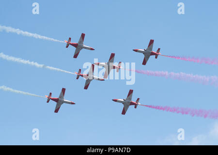 Le Royal International Air Tattoo, RAF Fairford, Gloucestershire, Royaume-Uni. 15 juillet 2018. Patrulla Aguila divertit les foules à l'événement annuel. Banque D'Images