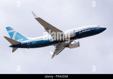 Boeing 737 MAX 7. Farnborough appuyez sur jour, 16 juillet 2018. Crédit : Antony l'ortie/Alamy Live News Banque D'Images