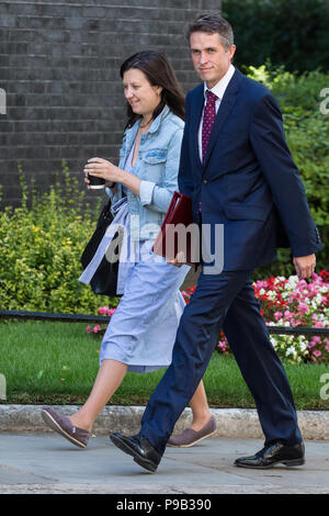 Londres, Royaume-Uni. 17 juillet, 2018. Gavin Williamson MP, Secrétaire d'État à la défense, arrive au 10 Downing Street pour la dernière réunion du Cabinet avant les vacances d'été. Credit : Mark Kerrison/Alamy Live News Banque D'Images