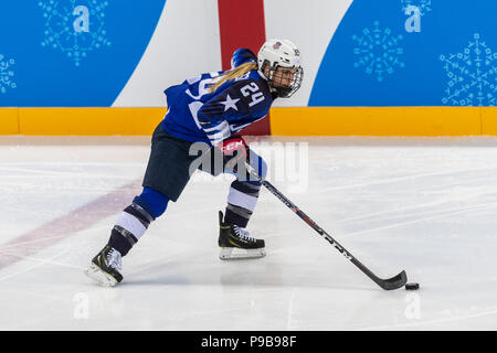 Dani Cameranesi (USA) au cours de la médaille d'or jeu de hockey sur glace Etats-unis contre le Canada aux Jeux Olympiques d'hiver de PyeongChang 2018 Banque D'Images