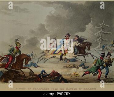 Le vol de Bonaparte à partir de la bataille de Krasnoi. État : Musée guerre Borodino et Musée d'histoire, Moscou. Banque D'Images