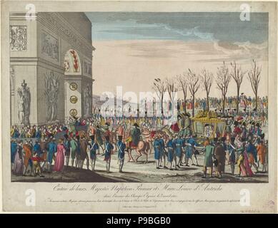 Le cortège de mariage de Napoléon et Marie-Louise le long des Champs Elysées le 2 avril 1810. Musée : collection privée. Banque D'Images