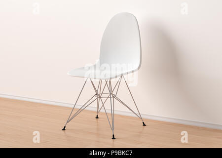 Design moderne chaise blanche en plastique à l'intérieur vide. 3D render Banque D'Images