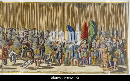 Procession cérémonielle à Bologne à l'occasion du couronnement de Charles Quint. Feuilles 33-34. Musée : Etat de l'Ermitage, Saint-Pétersbourg. Banque D'Images