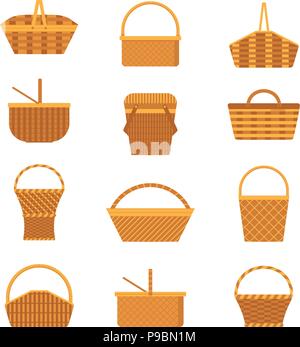 Panier pique-nique en osier Icons Illustration de Vecteur