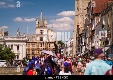 Kings Parade avec vue vers Gonville et Caius College, Université de Cambridge, avec les touristes se promènent, Cambridge, Royaume-Uni Banque D'Images