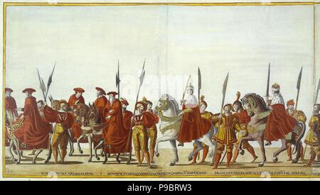 Procession cérémonielle à Bologne à l'occasion du couronnement de Charles Quint. 23-24 feuilles. Musée : Etat de l'Ermitage, Saint-Pétersbourg. Banque D'Images