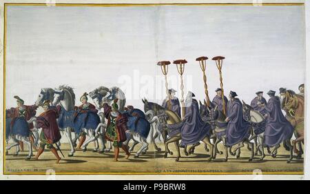Procession cérémonielle à Bologne à l'occasion du couronnement de Charles Quint. Feuilles 9-10. Musée : Etat de l'Ermitage, Saint-Pétersbourg. Banque D'Images