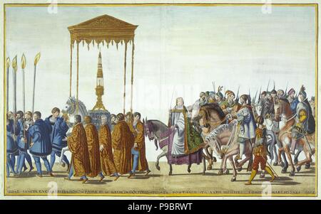 Procession cérémonielle à Bologne à l'occasion du couronnement de Charles Quint. Feuilles 17-18. Musée : Etat de l'Ermitage, Saint-Pétersbourg. Banque D'Images
