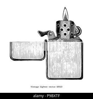 Briquet Vintage dessin clip art isolé sur fond blanc Illustration de Vecteur