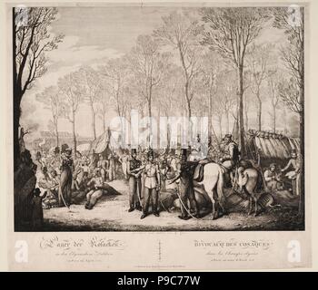 Bivouac des Cosaques à l'Avenue des Champs-Elysées à Paris en avril 1814. Musée : collection privée. Banque D'Images