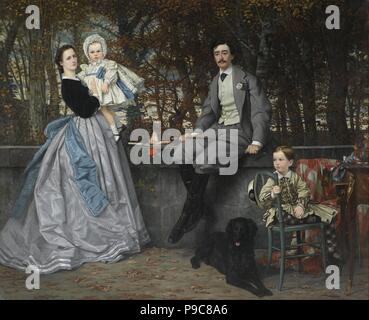 Portrait du Marquis et Marquise de Miramon et de leurs enfants. Musée : Musée d'Orsay, Paris. Banque D'Images