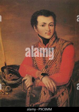 Portrait d'Artemy Lazarev (1791-1813), le personnel ride maître de l'Life-Guards régiment de hussards. Musée : Bibliothèque d'État de Russie, Moscou. Banque D'Images