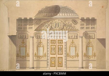 L'altitude de la Mur miroir dans l'étude de l'Agate Jaspe Pavilion à Tsarskoïe Selo. Musée : Etat de l'Ermitage, Saint-Pétersbourg. Banque D'Images