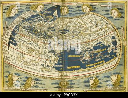 Carte du Monde de Ptolémée. Musée : collection privée. Banque D'Images