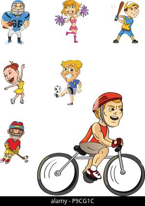 Cartoon vector illustration d'une collection d'athlètes Illustration de Vecteur