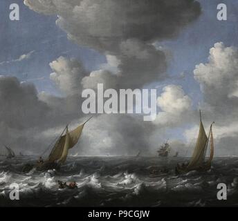Seascape avec les bateaux de pêche. Musée : Musée d'art moderne André Malraux du Havre. Banque D'Images