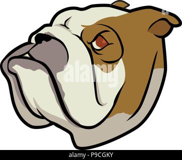 Cartoon vector illustration d'un visage 2 bulldog Illustration de Vecteur