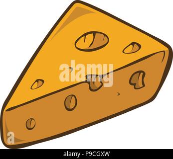 Cartoon vector illustration d'un morceau de fromage suisse Illustration de Vecteur