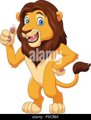 Cartoon lion giving Thumbs up Illustration de Vecteur