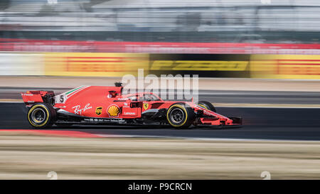 Des images à partir de la Formule 1 British Grand Prix à Silverstone le 8 juillet 2018. Vettel a gagné, Hamilton et Raikkonen 2ème 3ème. Banque D'Images