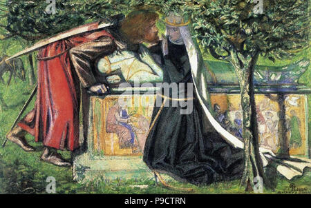 Dante Gabriel Rossetti - Arthur's Tomb - dernière réunion de Lancelot et Guenièvre 1 Banque D'Images