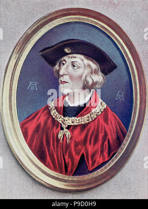 Maximilien I (22 mars 1459 - 12 janvier 1519) fut roi des Romains (aussi connu comme le roi des Allemands) à partir de 1486 et le Saint Empereur Romain de 1508 jusqu'à sa mort, l'amélioration numérique reproduction d'une estampe originale de l'année 1900 Banque D'Images