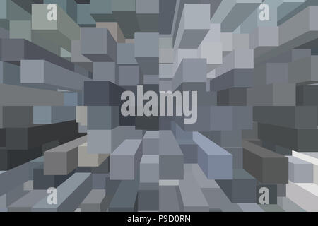 Colonnes empilées avec hauteurs aléatoires - de nombreux blocs cube carré correspondant à des couleurs pastel duce vu de dessus - convient pour banner, ad, technolog Banque D'Images