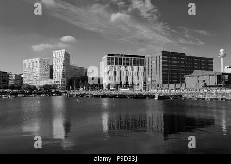 Vue sur Salthouse Dock, Royal Albert Dock, George's Parade, Pier Head, UNESCO World Heritage Site, Liverpool, Merseyside, England, UK Banque D'Images