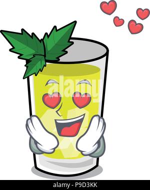 Dans l'amour mint julep mascot cartoon Illustration de Vecteur