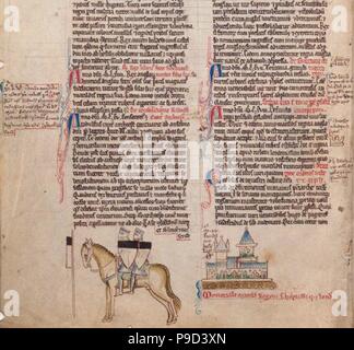 Deux Templiers sur un cheval (à partir de la Chronica maiora je par Matthew Paris). Musée : Corpus Christi College de Cambridge. Banque D'Images