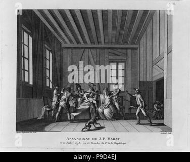 L'assassinat de Jean-Paul Marat. Musée : collection privée. Banque D'Images