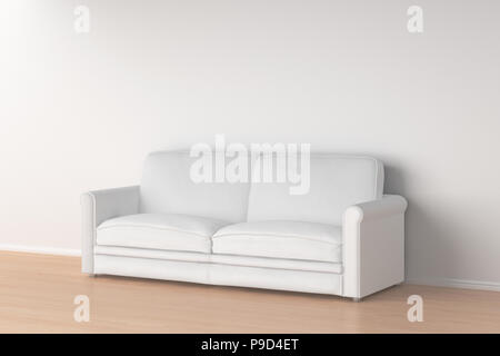 Canapé en cuir blanc à l'intérieur. 3D render Banque D'Images