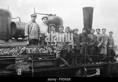 Les travailleurs de Magnitogorsk. Musée : Musée d'état de l'histoire politique de la Russie, Saint-Pétersbourg. Banque D'Images