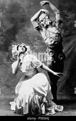 Tamara Karsavina et Vaslav Nijinsky dans le Ballet Le spectre de la Rose. Musée : collection privée. Banque D'Images