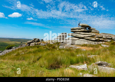 Sbires Cornwall Bodmin Moor Angleterre le 12 juillet, 2018 Le Cheesewring. Formations rocheuses naturelles inhabituelles près de laquais, le plus haut village de Cornwall Banque D'Images