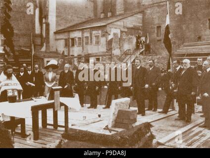 La prière publique avant le début des travaux de construction de la nouvelle ambassade de l'Allemagne le à Saint-Pétersbourg. Musée : collection privée. Banque D'Images