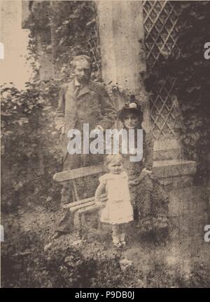 Berthe Morisot et son mari Eugène Manet et sa fille Julie. Musée : Musée d'Orsay, Paris. Banque D'Images