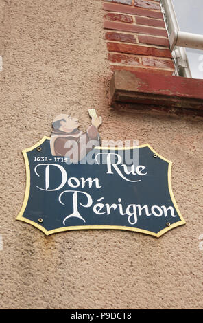 Dom Perignon street , Hautvillers, Marne, Champagne-Ardennes, France Banque D'Images